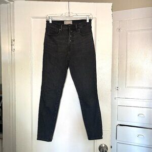 Everlane | Button fly washed black skinny jeans